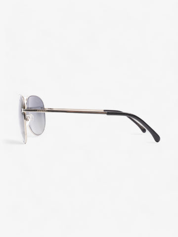 Chanel CC Aviator Black / Silver Acetate 135mm
