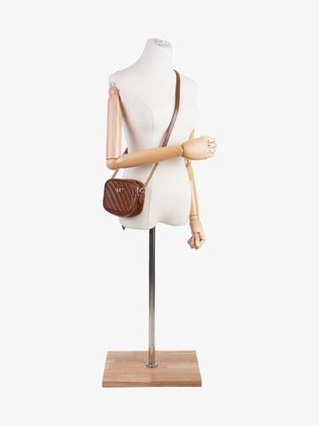 Gucci CS Marmont Brown Matelasse Leather Mini