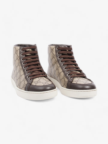 Gucci High Top Sneakers Beige And Ebony CS Supreme / Brown Coated Canvas EU 37 UK 4