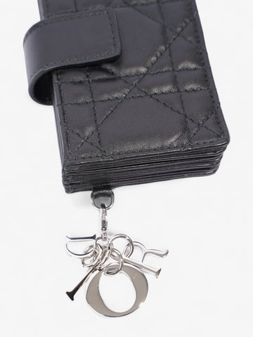 Christian Dior Lady Dior Jasmine Card Holder Black / Silver Lambskin Leather
