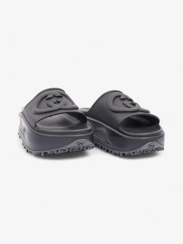 Gucci CS Platform Slides Black Rubber EU 35 UK 2
