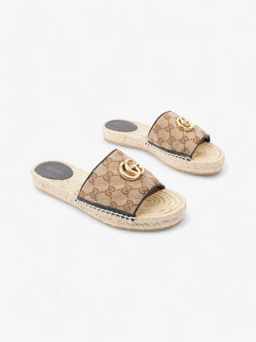 Gucci CS MATELASSÉ CANVAS ESPADRILLE SANDAL Beige Monogram / Black Canvas EU 38.5 UK 5.5