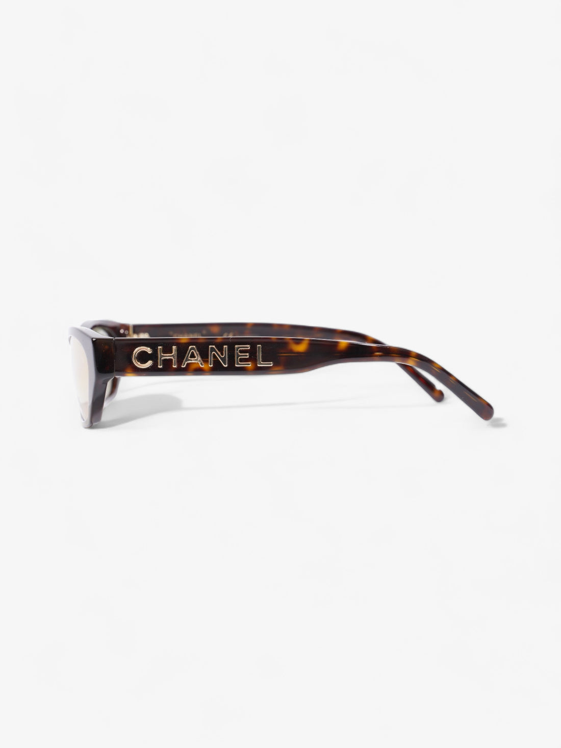 Chanel Small Rectangle Sunglasses Brown  / Gold Acetate 135mm