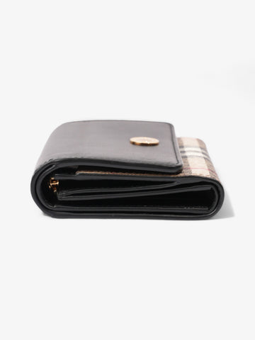 Burberry Fold Over Wallet Black / Vintage Check Leather