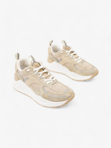 Burberry Sean Mixed Media Sneakers Beige  / Silver Suede EU 37 UK 4