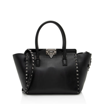 Valentino Calfskin Rockstud Double Handle Small Tote (SHF-jtnTAO)