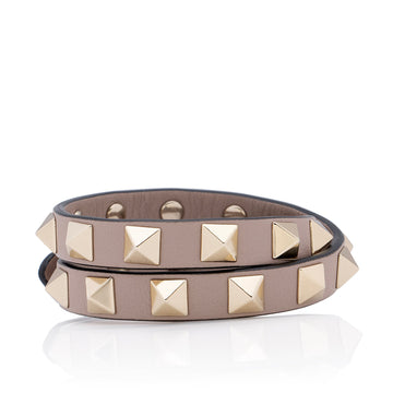 Valentino Calfskin Rockstud Double Strap Bracelet (SHF-9CwSGI)