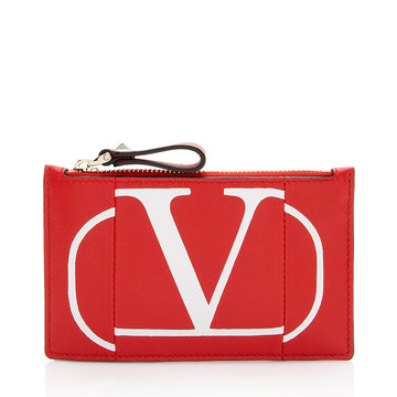 Valentino Calfskin V Logo Zip Pouch (SHF-16943)