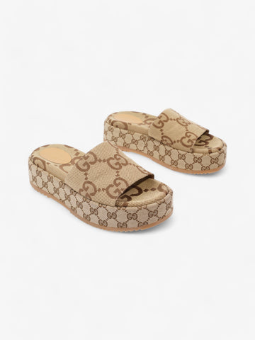 Gucci CS Platform Sandals Beige  / Brown Canvas EU 39 UK 6