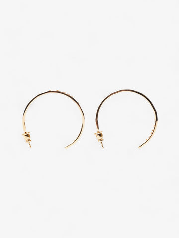 Fendi Logo Hoop Earrings Gold Base Metal