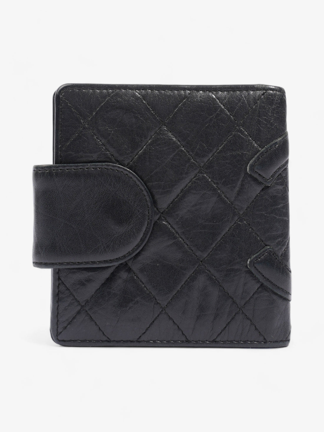 Chanel Cambon Lambskin Compact Wallet Black Lambskin Leather