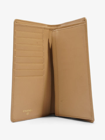 Chanel Button Wallet Beige Leather