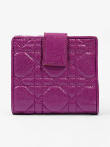 Christian Dior Cannage Lady Dior Lotus Compact Wallet Purple Lambskin Leather