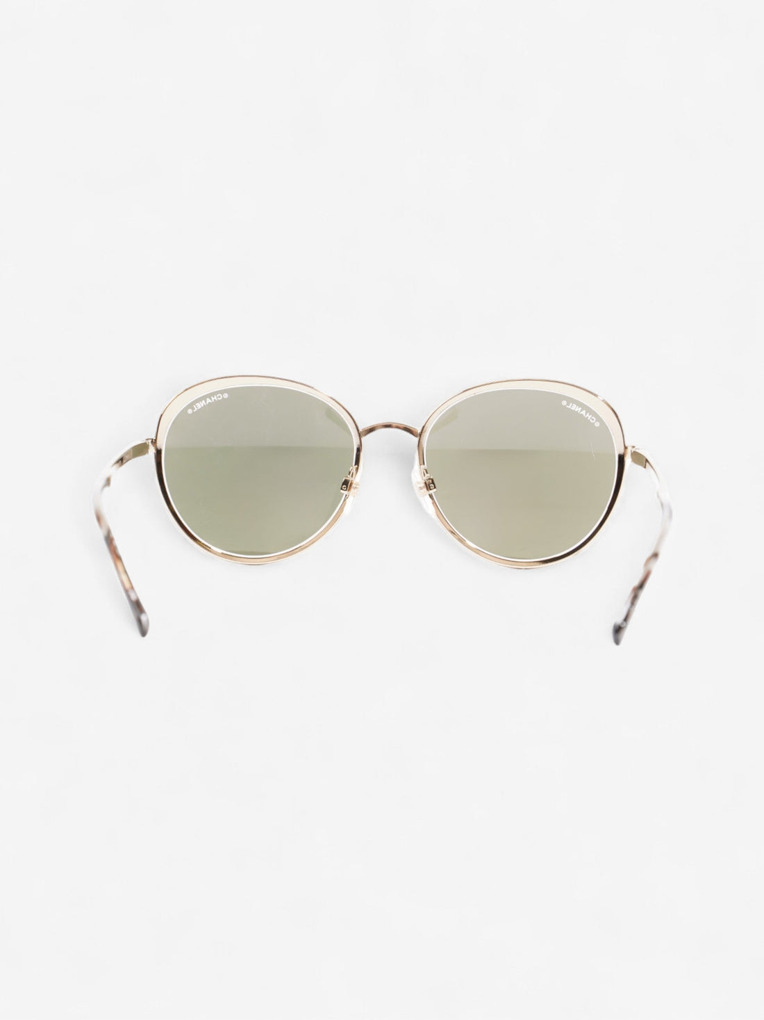 Chanel Round Mirror Sunglasses Gold Acetate 140mm