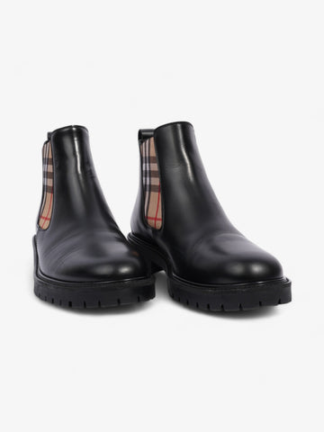 Burberry Allostock Chelsea Boots Black / Beige Checkered Leather EU 41.5 UK 8.5