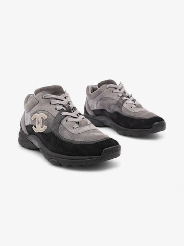 Chanel CC Logo Runners  Grey / Black / White Suede EU 39.5 UK 6.5