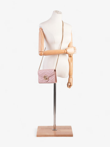 Gucci CS Marmont Chain Wallet Pink Matelasse Leather Mini