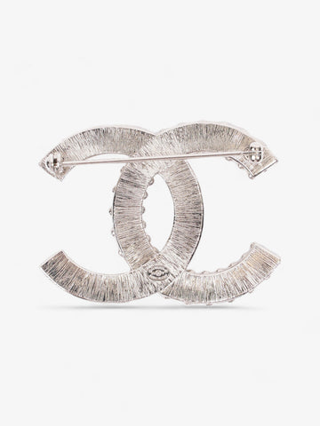 Chanel CC Brooch Silver Crystal