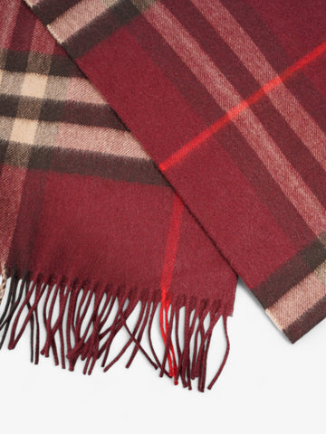 Burberry Giant Check Scarf Burgundy Cashmere