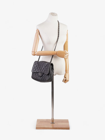 Chanel Classic Single Flap Grey Lambskin Leather Jumbo
