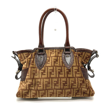 FENDI Handbag Bag Semi-Shoulder Bag Handbag Zucca FFPattern Logo Etnico Leather / suede Brown Women Used
