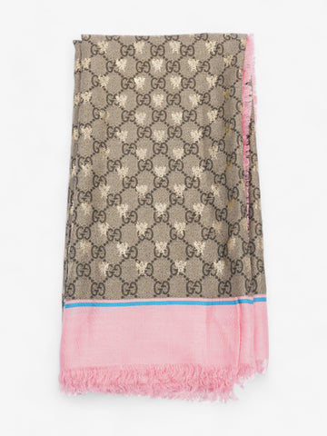 Gucci Bee CS Scarf Beige And Ebony CS Supreme / Pink / Gold Silk