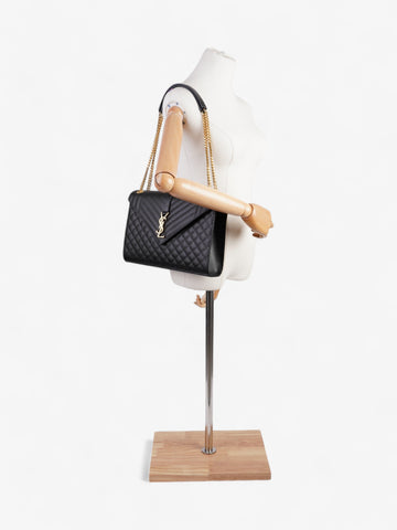 Saint Laurent Envelope Black Calfskin Leather Large