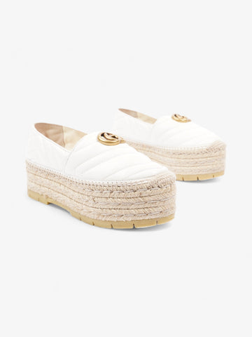 Gucci CS Marmont Platform Espadrille White / Gold Nappa Leather EU 36.5 UK 3.5