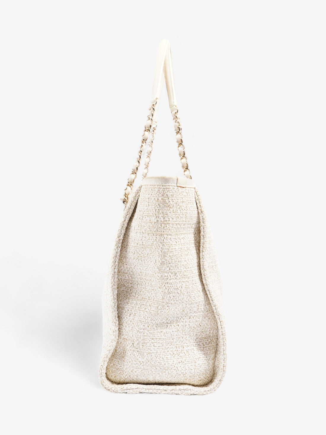 Chanel Deauville Tote Ivory Canvas Small