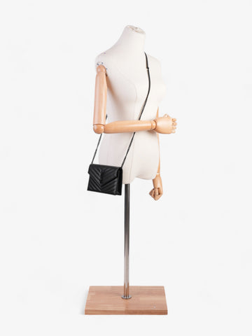Saint Laurent Cassandre Envelope Chain Wallet Black Matelasse Leather