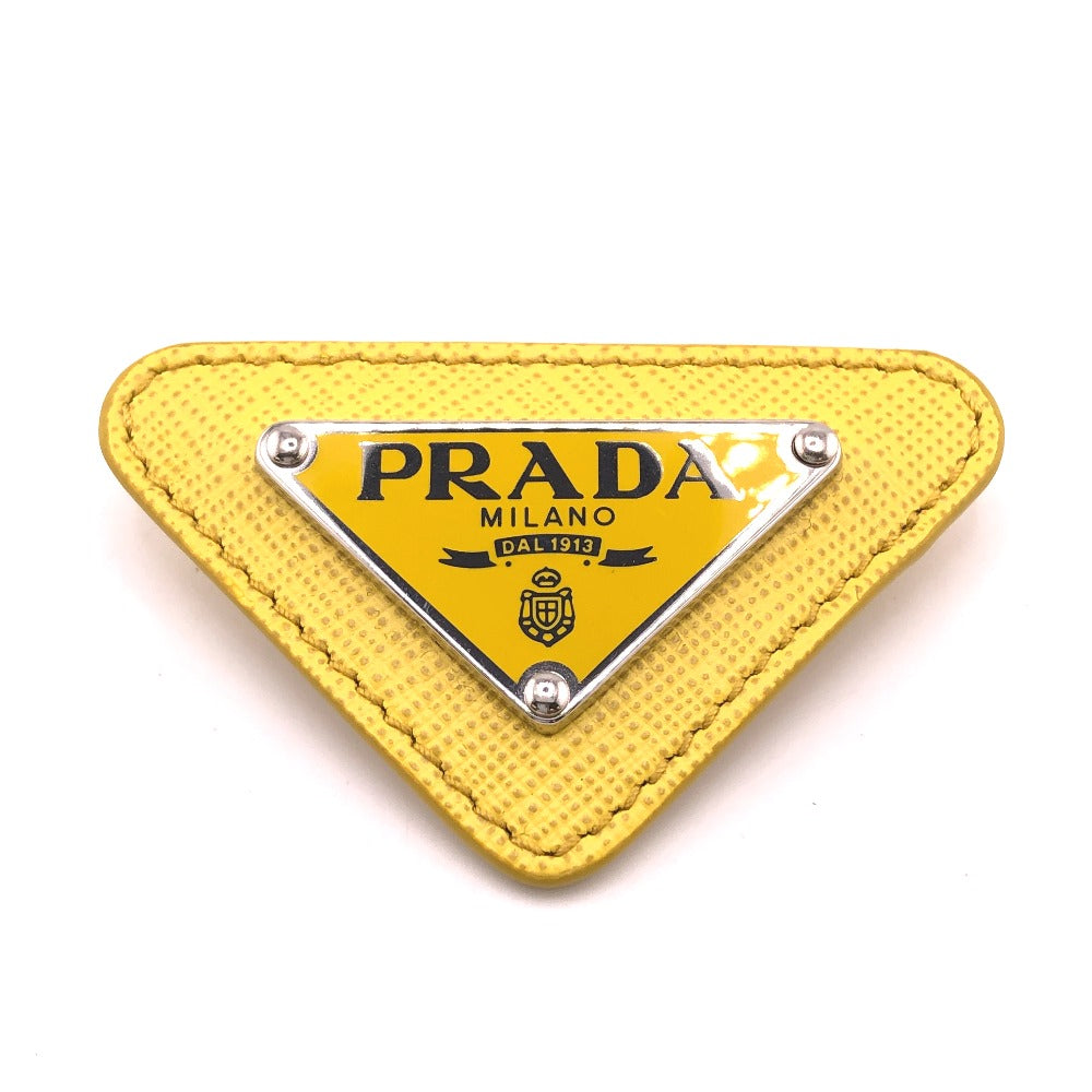 PRADA Brooch leather yellow Gold Platedx leather