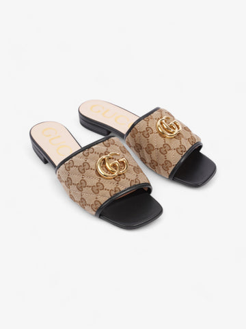Gucci CS Sandals Beige  / Brown / Black Canvas EU 36 UK 3