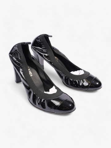 Chanel CC Ballerina Platform Pumps 70 Black Patent Leather EU 39 UK 6