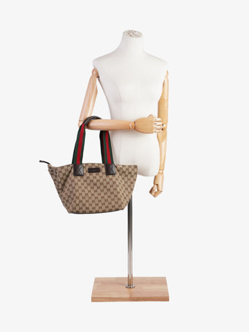 Gucci Web Handle Tote CS Supreme / Red / Green Canvas