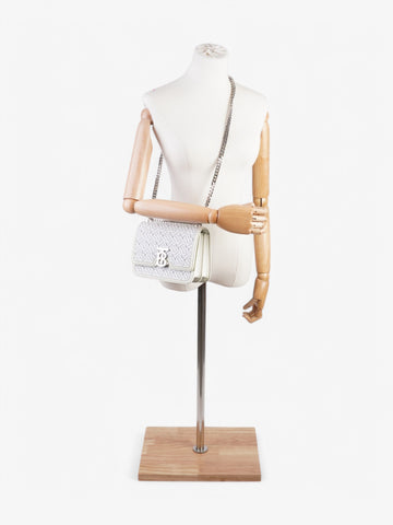 Burberry TB Chain Bag Optic White / Black Lambskin Leather Small