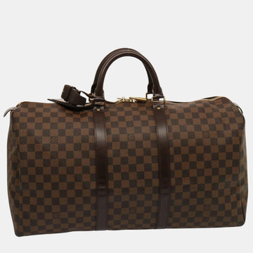 Brown Canvas Keepall 50 travel Bag