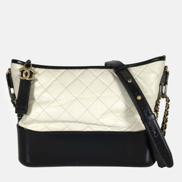 Black/White Leather Large Gabrielle Shoulder Bags