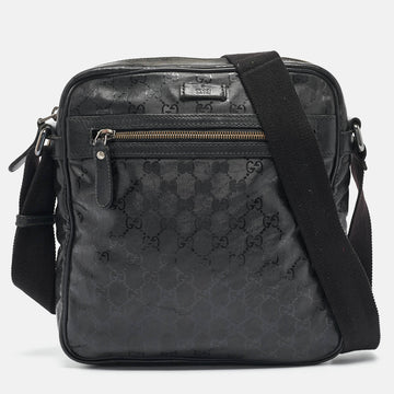 Black GG Imprime Canvas and Leather Messenger Bag