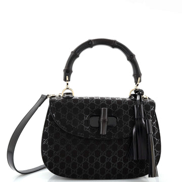 GUCCI Bamboo Top Handle Bag GG Embossed Leather Medium