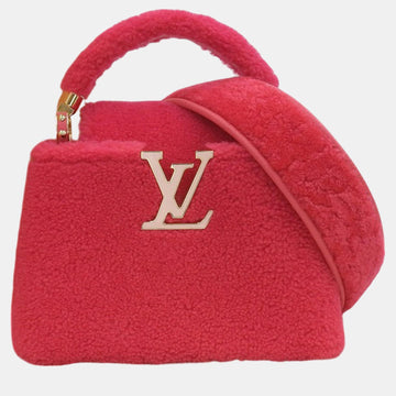 Pink Shearling Mini Capucines Top Handle Bags