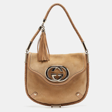 Tan Suede Medium Britt Tassel Hobo