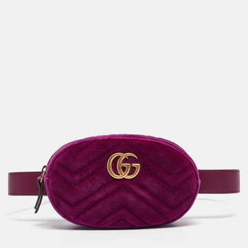 Purple Matelass&eacute; Velvet Mini GG Marmont Belt Bag