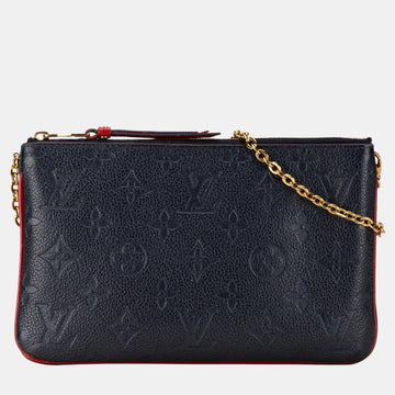 Blue Monogram Empreinte Leather Double Zip Pochette Bag