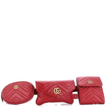 GUCCI GG Marmont Multi Pocket Belt Bag Matelasse Leather