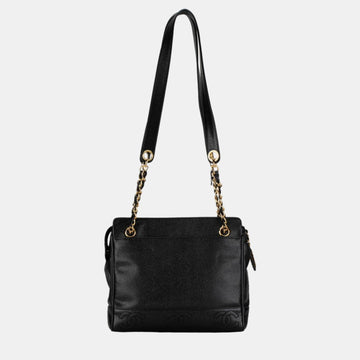 Black Caviar Medium Vintage Stitched CC Shoulder Bag