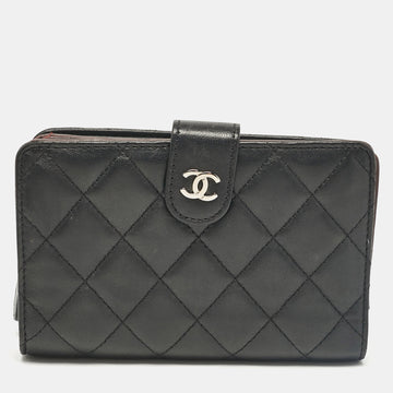 Black Quilted Leather CC French Wallet