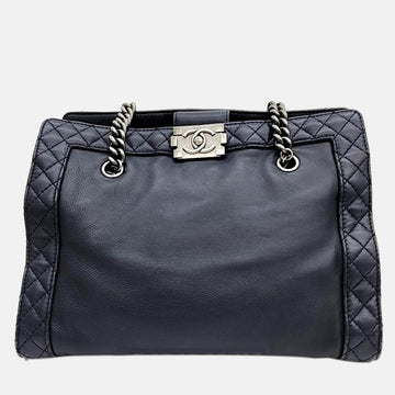 Black Leather Boy Chain Shoulder Bag