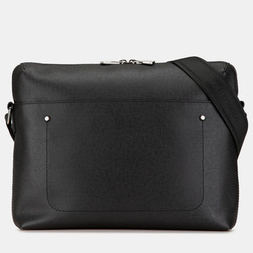 Black Taiga Leather Grigori MM Shoulder Bag