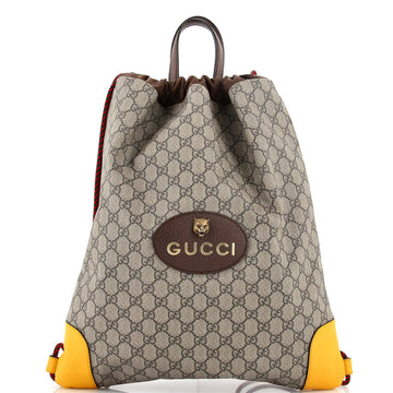 GUCCI Neo Vintage Drawstring Backpack GG Coated Canvas Large