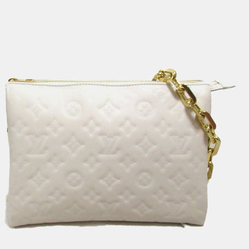 Beige Leather Monogram Coussin PM Shoulder Bag
